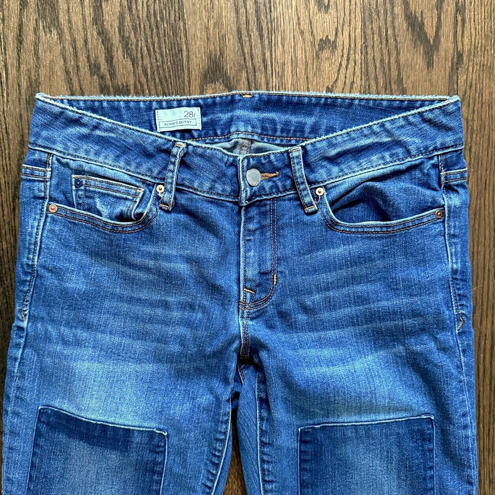 Gap‎ Always Skinny Jeans Size 28R Patchwork Distressed Denim Mid Rise Stretch - Picture 2 of 9